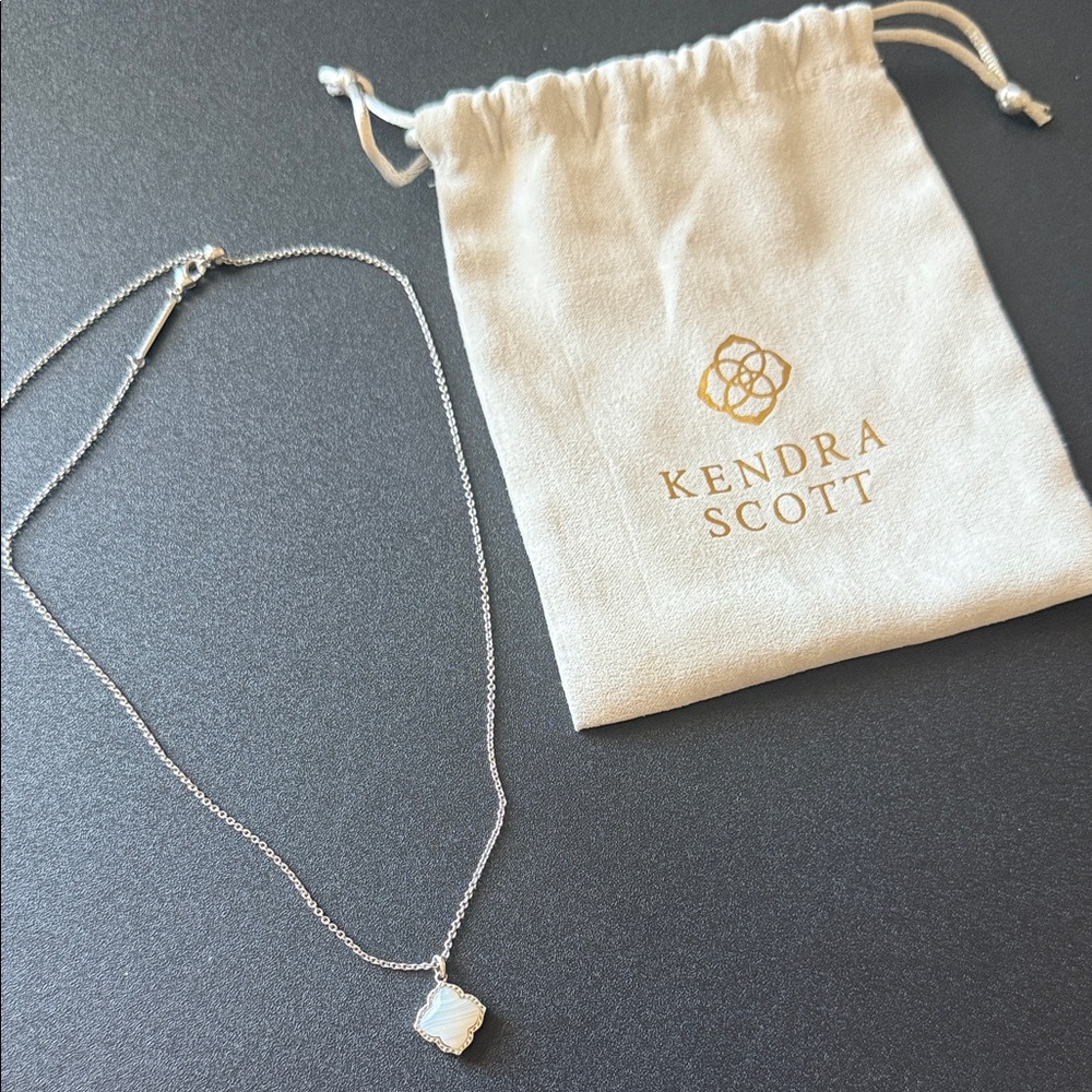 Kendra Scott Silver Necklace with Iridescent Pendant